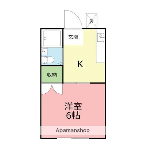 ヴィラ萩が丘(1K/2階)の間取り写真