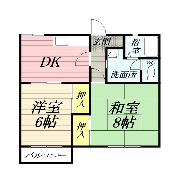 南鴨宮サニーハイツ(2DK/1階)の間取り写真
