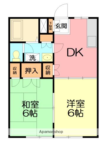 代田ハイツ(2DK/1階)の間取り写真