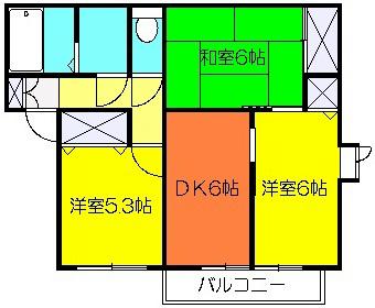 パークヒルズA(3DK/1階)の間取り写真