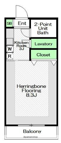 ホロン湘南壱番館(ワンルーム/1階)の間取り写真