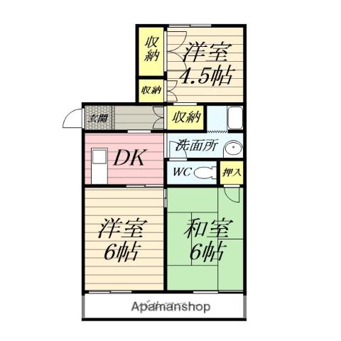 パティオA(3DK/2階)の間取り写真