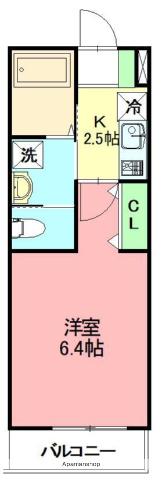 GLANZ藤沢(1K/2階)の間取り写真