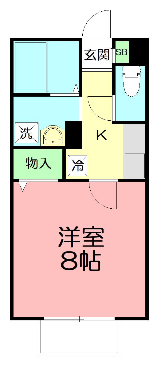 メルベーユ鵠沼(1K/1階)の間取り写真