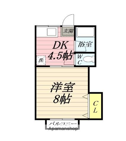 ライフアップ東海Ⅰ(1DK/1階)の間取り写真