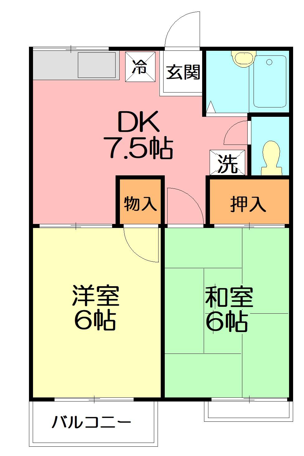 グランデュールM(2DK/1階)の間取り写真