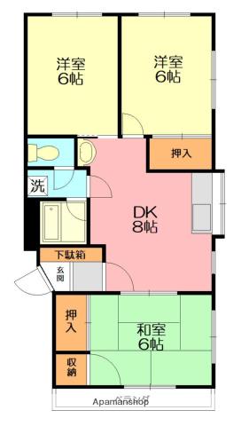 パレスフカワ(3DK/3階)の間取り写真