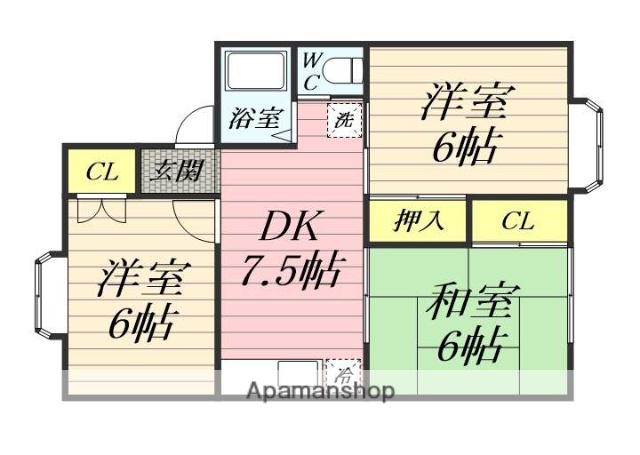ホワイトテラス(3DK/2階)の間取り写真
