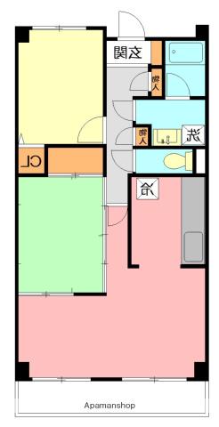 メルベーユ岡部(2LDK/3階)の間取り写真