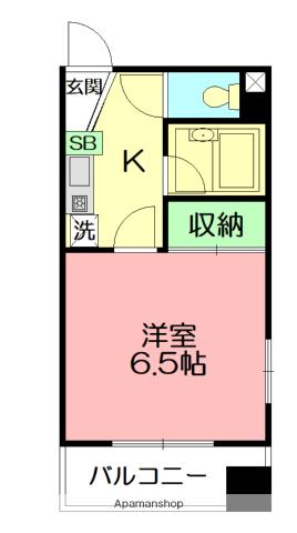 ラルーン茅ヶ崎(1K/3階)の間取り写真