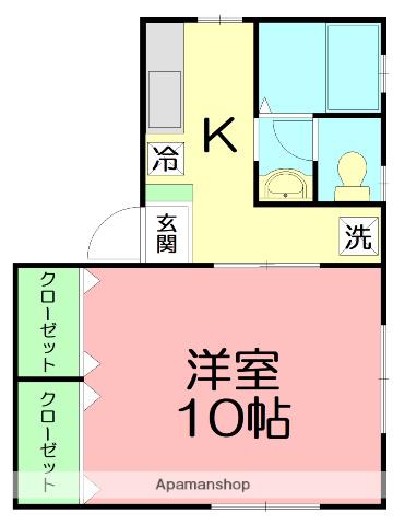 シャトレー茅ヶ崎(1K/2階)の間取り写真