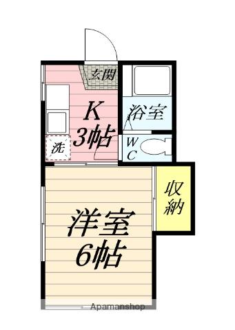 コリーナグラティス湘南B棟(1K/1階)の間取り写真