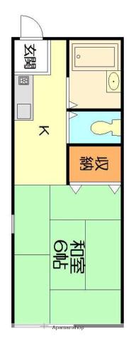 コーポケイⅡ(ワンルーム/1階)の間取り写真