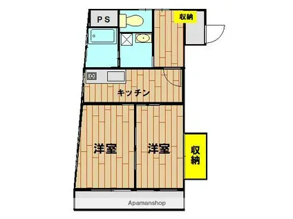 ファーストクラス平塚御殿(2K/3階)の間取り写真