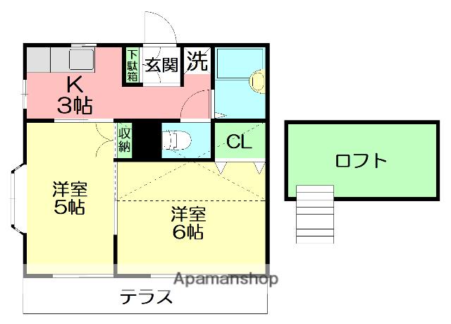 エクレールK(2K/2階)の間取り写真