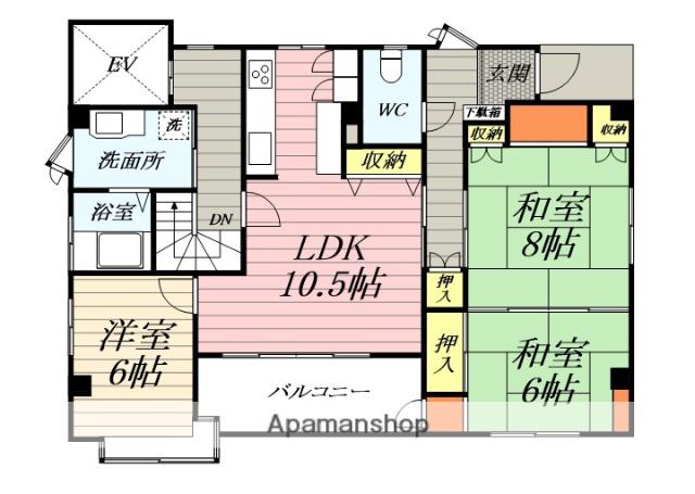 リバーストーン(3LDK/4階)の間取り写真
