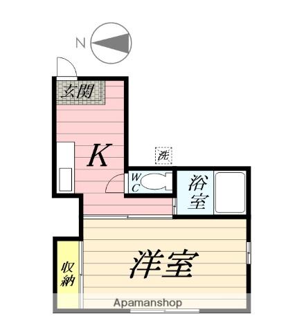 クロノス秦野(1K/1階)の間取り写真
