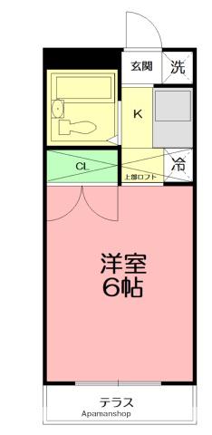 ベルシャトー(ワンルーム/2階)の間取り写真