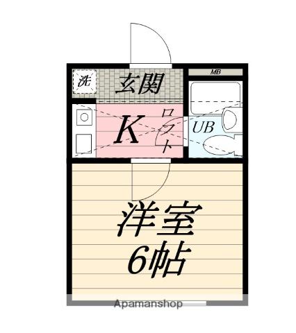 RARA伊勢原NO.2(1K/1階)の間取り写真