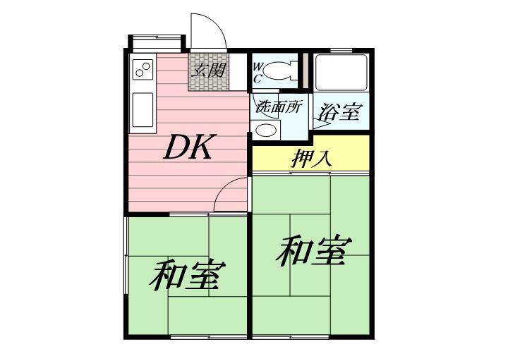 宮崎ハイツ(2DK/1階)の間取り写真