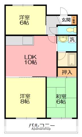 ドリームハイム奥津(3LDK/3階)の間取り写真