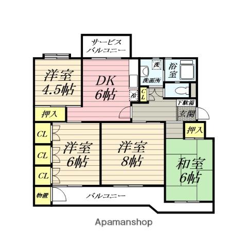 鎌倉グリーンハイツF4(4DK/4階)の間取り写真