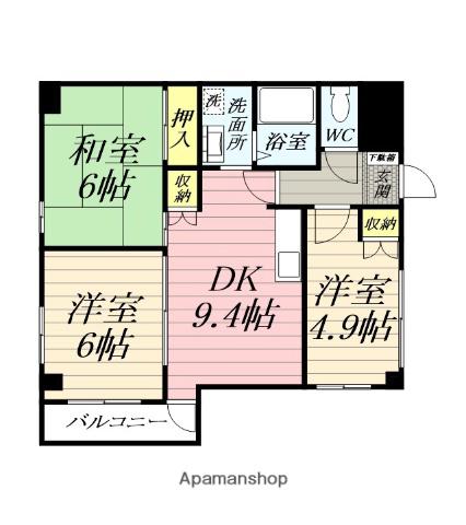 鴨宮ガーデンヒルズ(3DK/4階)の間取り写真