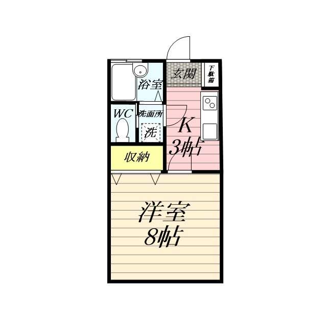 メゾンかくしょうえんC棟(1K/1階)の間取り写真