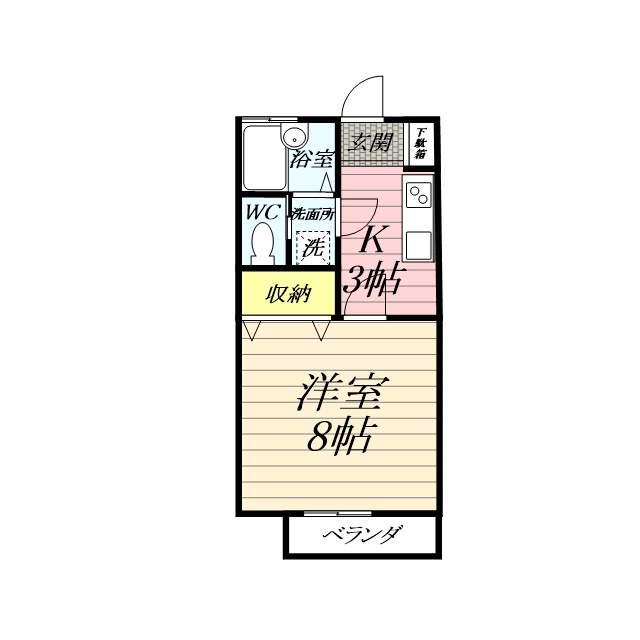 メゾンかくしょうえんC棟(1K/2階)の間取り写真