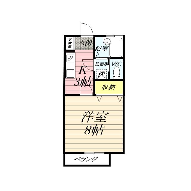 メゾンかくしょうえんC棟(1K/2階)の間取り写真