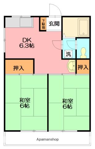 サニーハイツ1(2DK/2階)の間取り写真