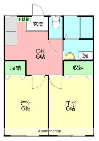 エーデルハイム(2DK/1階)の間取り写真