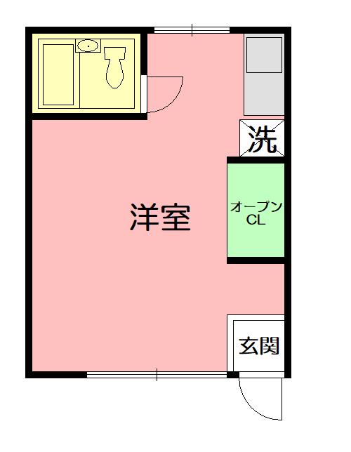 タウンハイツ(ワンルーム/2階)の間取り写真