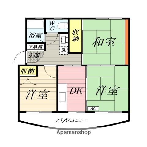 興津ハイツ(3DK/3階)の間取り写真