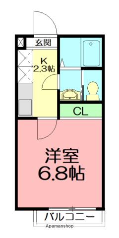 ベルフルール本厚木(1K/3階)の間取り写真