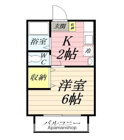 エスポワール(1K/1階)の間取り写真