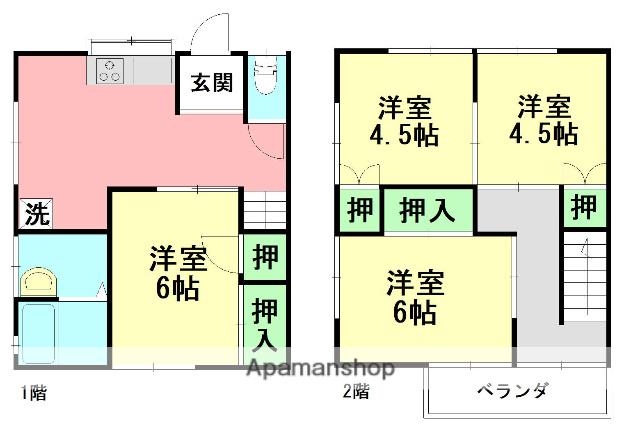 吉川テラスハウス(4DK)の間取り写真