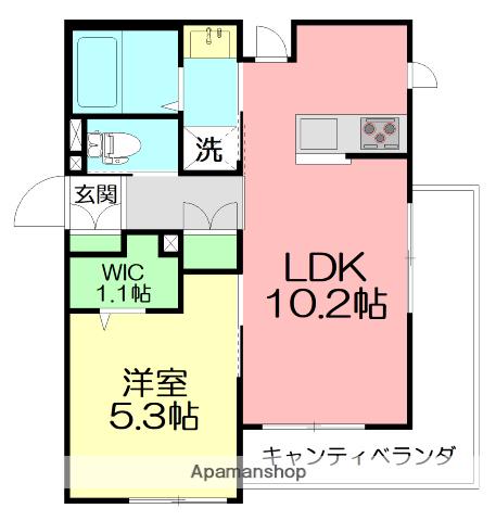 CHALET片瀬(1LDK/2階)の間取り写真