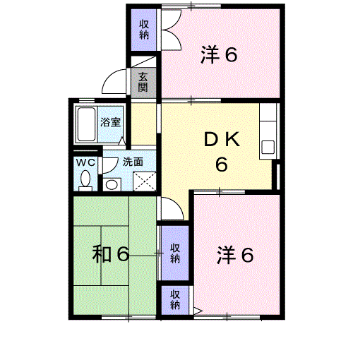 シャトレ湯川A(3DK/1階)の間取り写真