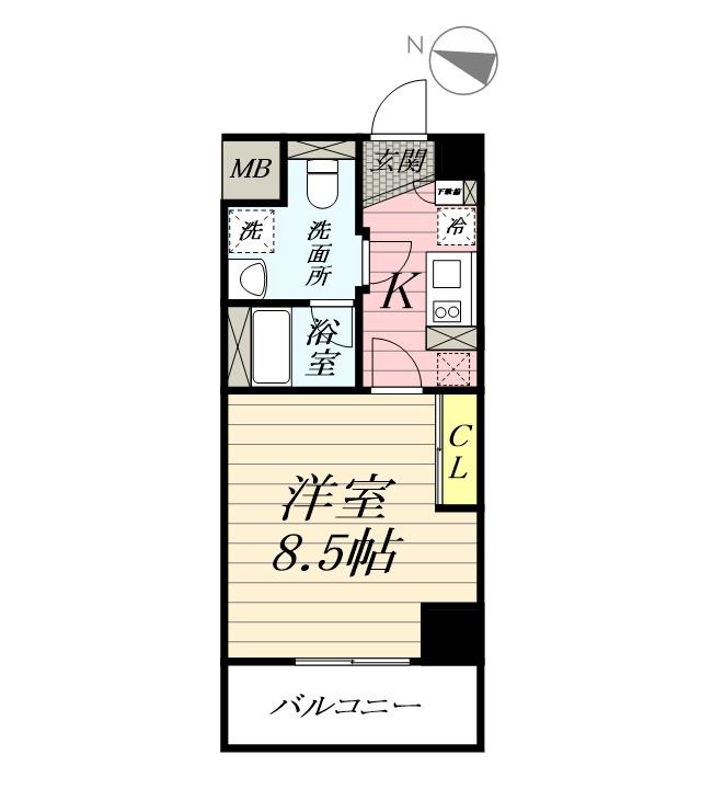 FLAT平塚(1K/11階)の間取り写真