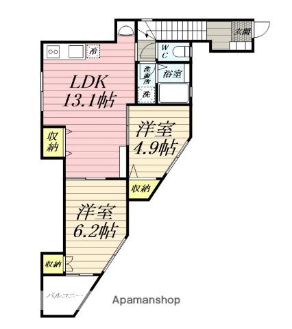 GALLERIA CHIGASAKI(2LDK/2階)の間取り写真