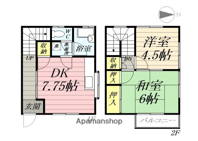 コーポ山口(2DK/1階)の間取り写真