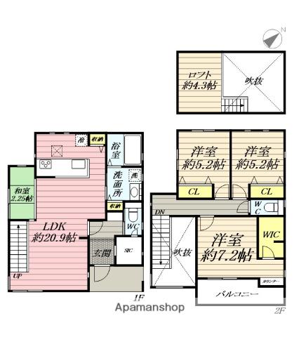小田急電鉄江ノ島線 南林間駅 徒歩18分 2階建 築8年(3LDK)の間取り写真
