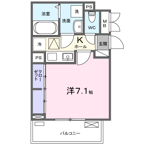 フラン湘南(1K/1階)の間取り写真