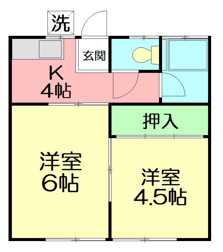 やよい荘(2K/1階)の間取り写真