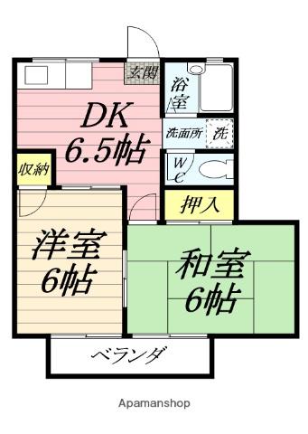 グランデュール鎌倉(2DK/2階)の間取り写真