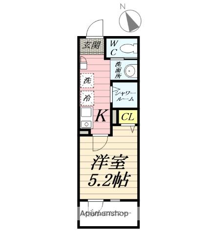 高座渋谷ヒルズ(1K/2階)の間取り写真