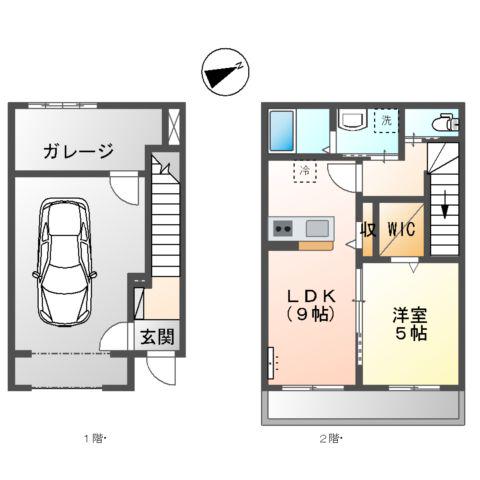 HADANOBASE A(1LDK/2階)の間取り写真