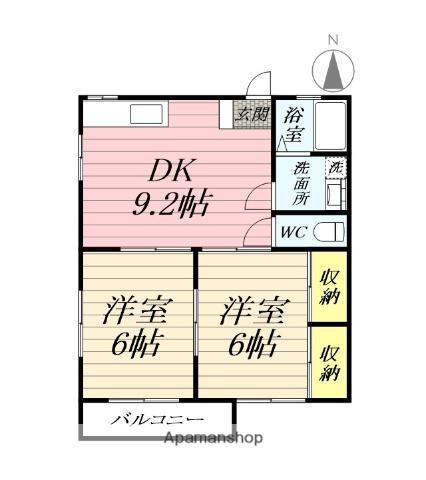 コーポ アルビオン(2DK/2階)の間取り写真