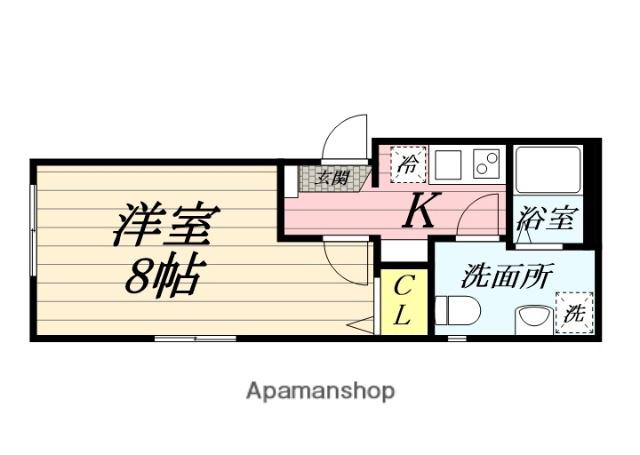 ベルヴィ鶴間(1K/3階)の間取り写真